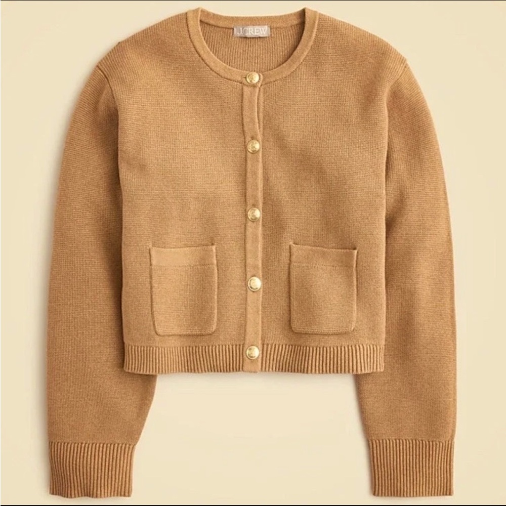 J. Crew Tan Cardigan with Gold Buttons